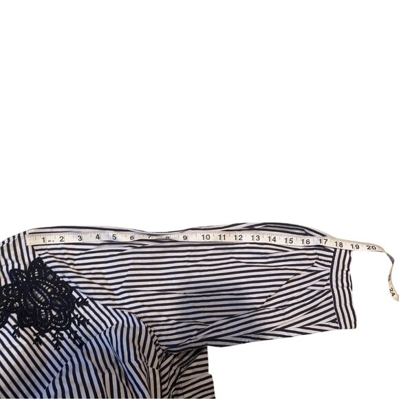 The Limited Womens Blouse 3/4 Sleeve Top Stripe Multicolor Lace Trim Size 1X - Picture 8 of 12